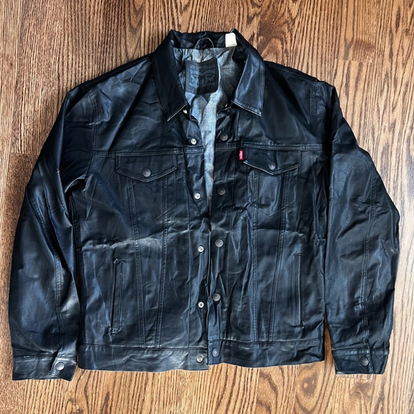 Levi's Other - Levi's Men's Black Faux Leather Trucker Jacket